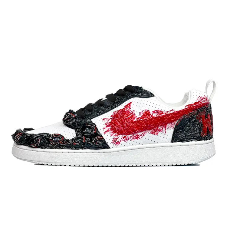 Nike Court Borough Low Abrasion Resistant Low top Skateboard Shoes Men's Black Red
