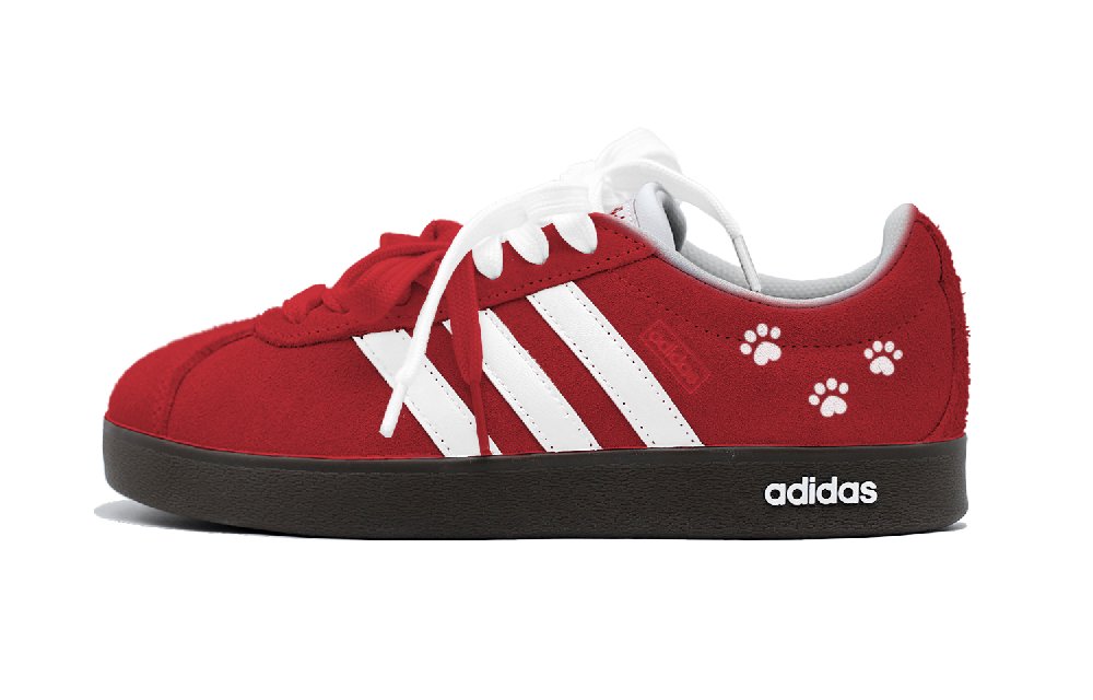 Adidas Neo VL Court 2.0 Abrasion Resistant Low Top Skateboard Shoes Unisex Red White