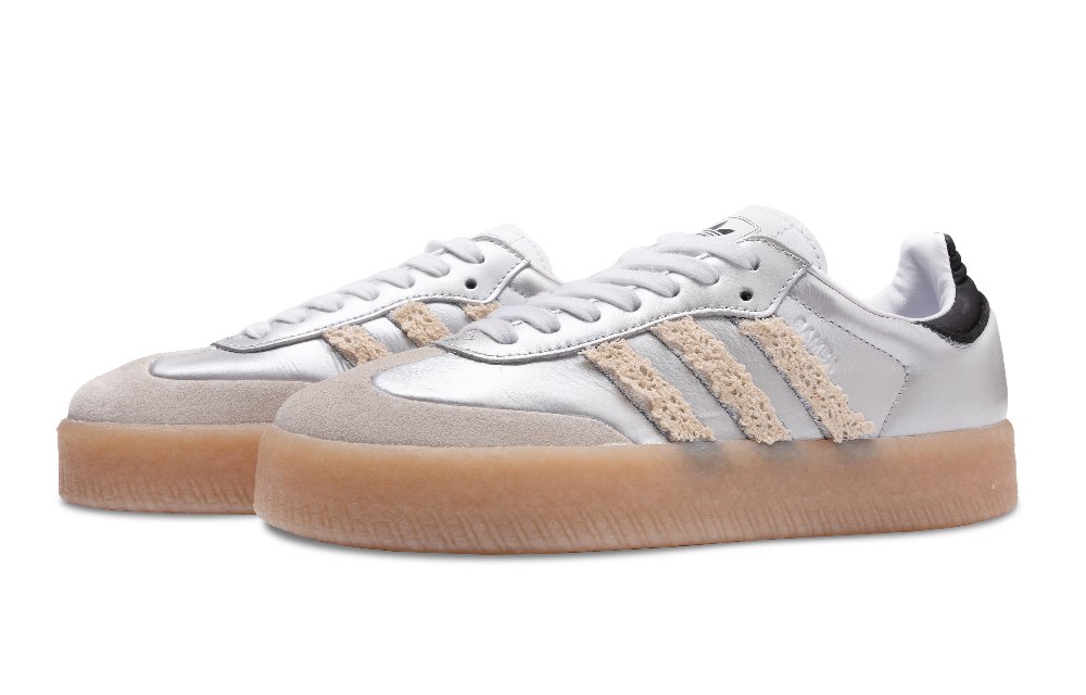 Adidas Originals SAMBAE Silver Girlish Wear-Resistant Low-Top Skateboard Shoes Women's Silver