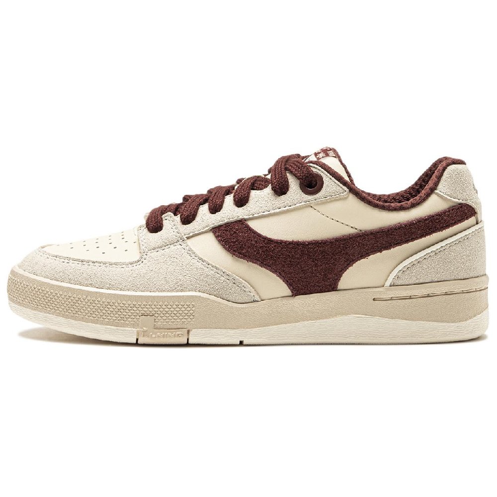 LiNing Anti Slip Wear Resistant Low Top Skateboard Shoes Women's Beige Red
