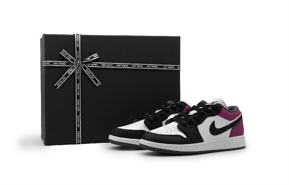 Jordan Air Jordan 1 Cushioned Slip Resistant Abrasion Resistant Low Top Vintage Basketball Shoes Unisex Black Red