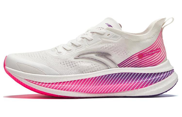 Anta Cushioning Abrasion Resistant Breathable Low top Full Length Carbon Plate Running Shoes Men's White Pink