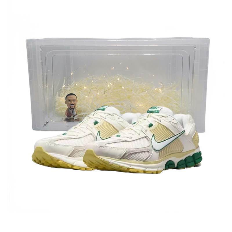 Nike Air Zoom Vomero 5 Slip Resistant, Abrasion Resistant, Breathable Low Top Running Shoes Unisex Beige Yellow Green