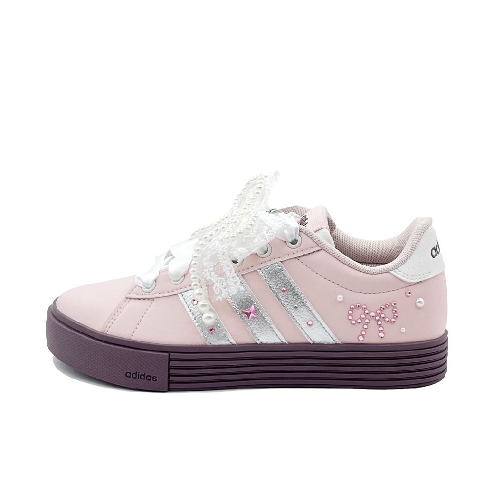 Adidas Daily 4.0 Pink Princess Abrasion Resistant Low Top Skateboard Shoes Unisex Pink Silver