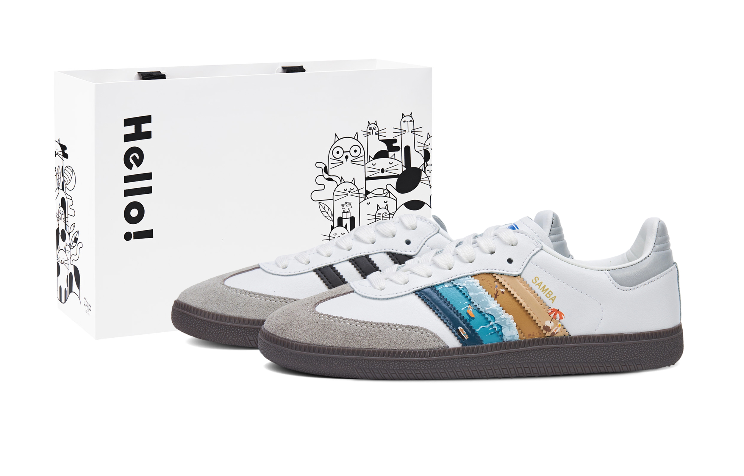Adidas Originals SAMBA OG Lightweight Low top German Army Trainers Unisex White Blue Gray