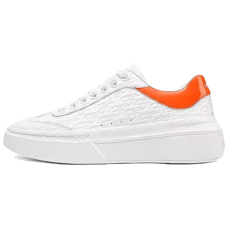 Skechers Court Classics Breathable Support Low Top Skateboard Shoes Women's White Orange