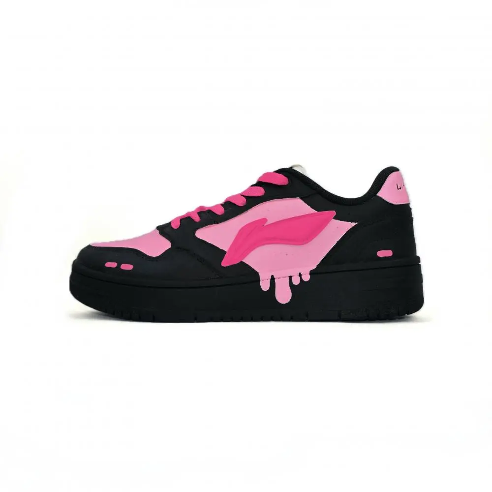 LiNing Tianji Soft Slip Resistant Abrasion Resistant Low top Skateboard Shoes Women's Black Pink