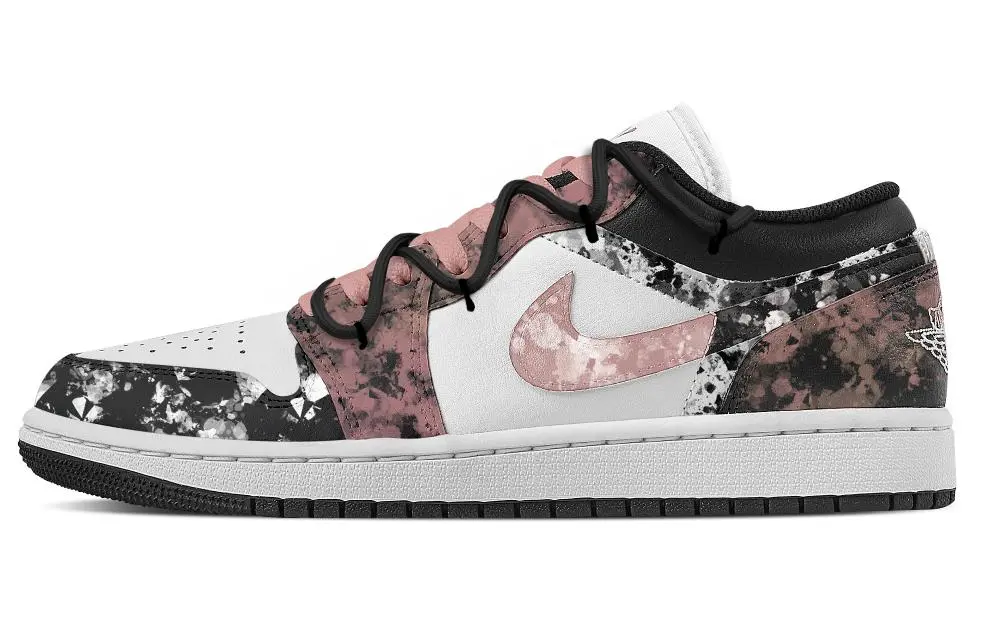 Jordan Air Jordan 1 Etched Abrasion Resistant Low top Vintage Basketball Shoes Women's Black Pink
