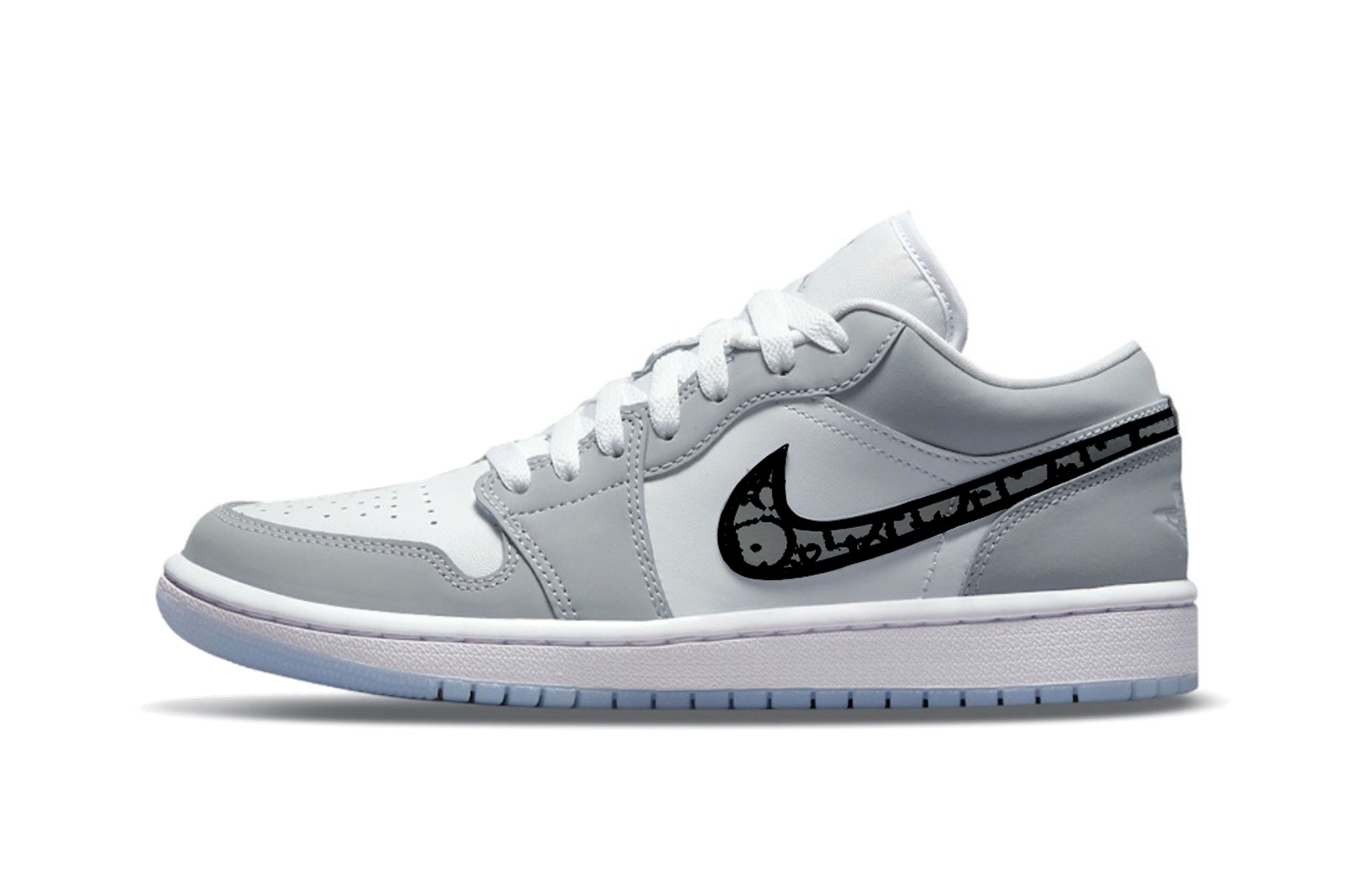 Jordan Air Jordan 1 Bone Language Lightweight Low top Vintage Basketball Shoes Unisex Gray