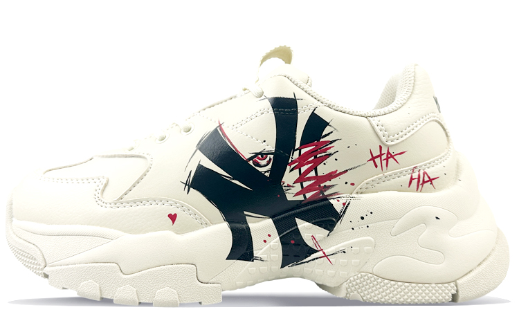 MLB Big Ball Chunky Cushioning Anti-Slip And Wear-Resistant Height Increasing Low-Top Chunky Sneakers Unisex Black Red