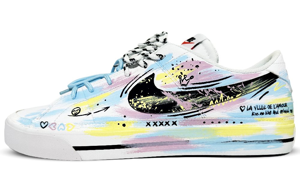 Nike Court Legacy Low Top Skateboard Shoes Unisex Pink Blue