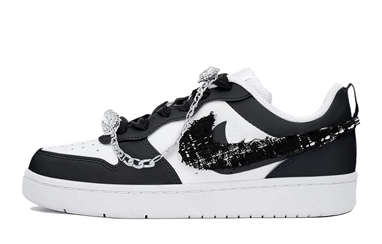 Nike Court Borough Low Top Skateboard Shoes GS Black White