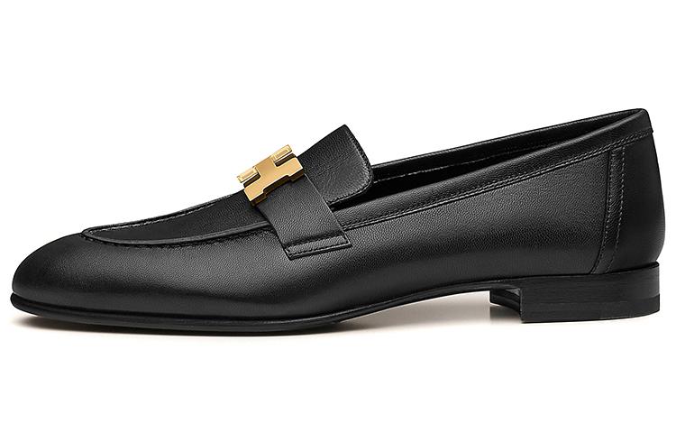 HERMES Paris Loafer Noir Goatskin Leather