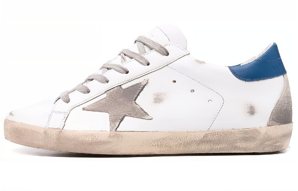 Golden Goose Super-Star White Royal Blue Grey Suede Patch Women's