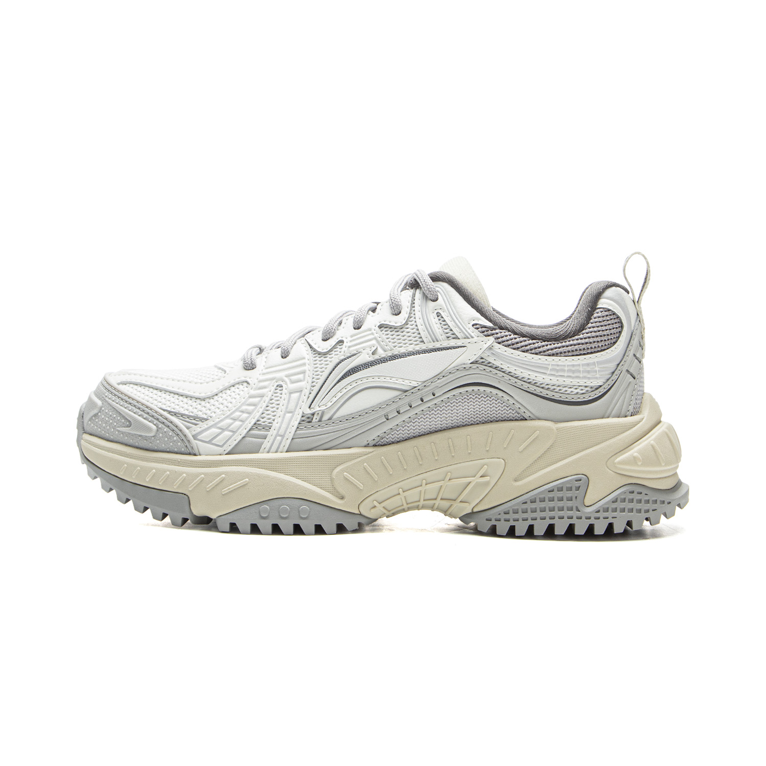 LiNing Stargazing Shock Absorbers Slip Resistant Abrasion Resistant Low top Chunky Sneakers Women's Light Gray