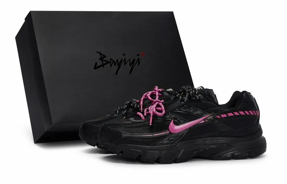 Nike Initiator Anti Slip Wear Resistant Low Top Running Shoes Men's Black Rose Red
