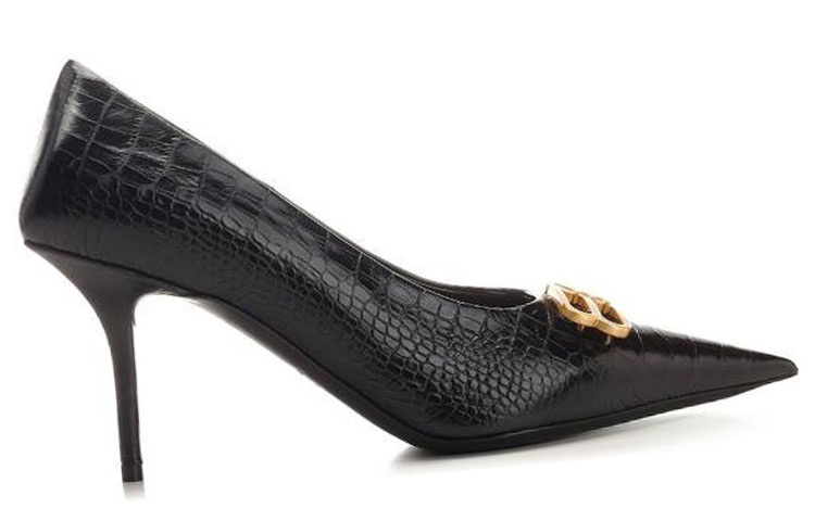 Balenciaga Square Knife Bb Croc Effect Leather Pumps 'Black' Women's