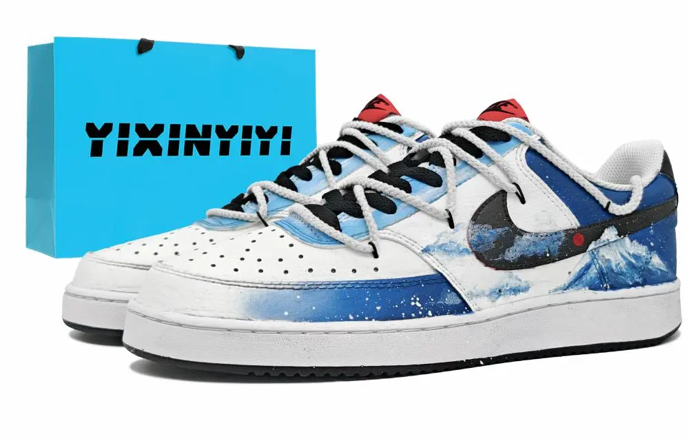 Nike Court Vision 1 Wear resistant And Lightweight Low top Skateboard Shoes Men's Blue White