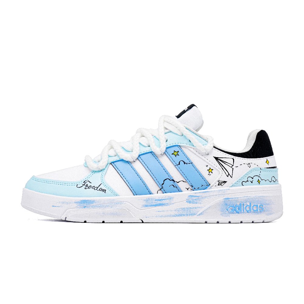 Adidas Neo Courtbeat Sea Salt Bubbles Abrasion Resistant Low Top Skateboard Shoes Unisex Blue White