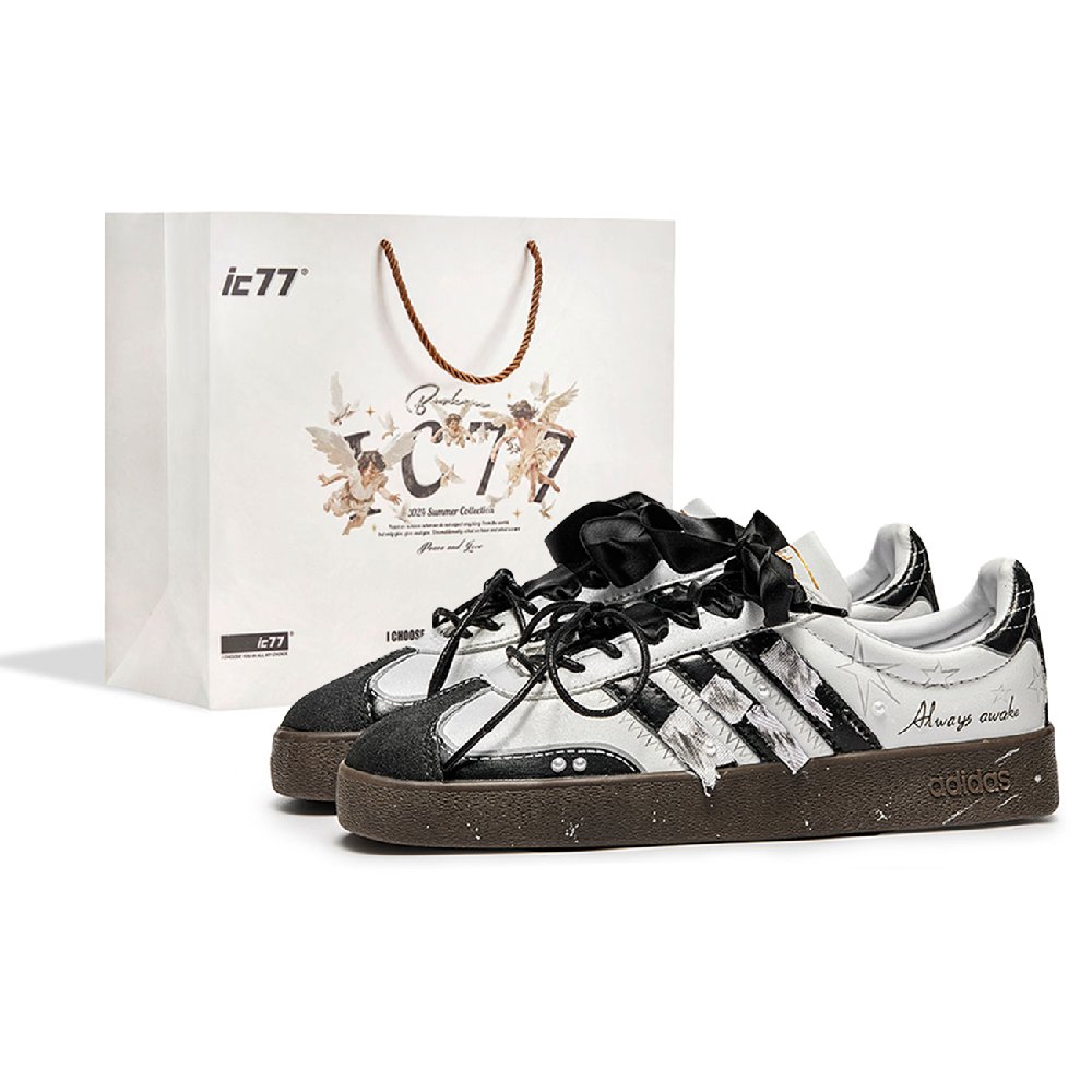 Adidas Neo VL Court 2.0 IC77 Shopping Bag, Galaxy Wander Abrasion Resistant Low top Skateboard Shoes Unisex Black White