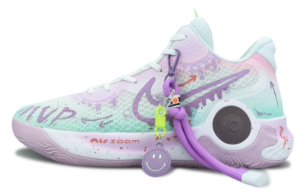 Nike Trey 5 Vintage Basketball Shoes Unisex Mid-Top Pink/Green/Purple