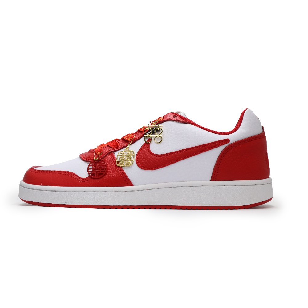 Nike EBERNON Anti-Slip Wear-Resistant Low-Top Skateboard Shoes Men's White Red