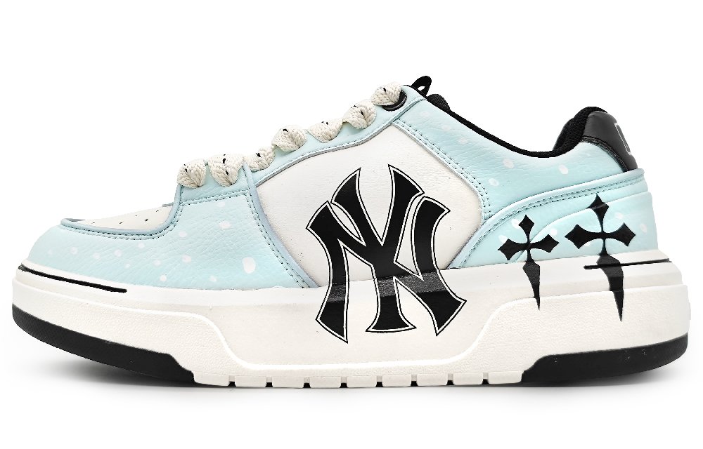 MLB Chunky Liner Wear-Resistant Height Increasing Low-Top Skateboard Shoes Unisex White Blue