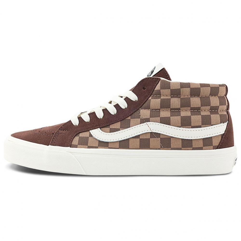 Vans SK8 Anti Slip Wear Resistant Mid Top Skateboard Shoes Unisex Coffee