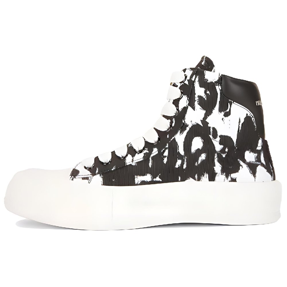 Alexander McQueen High-Top Casual Skateboard Shoes Men's Black White