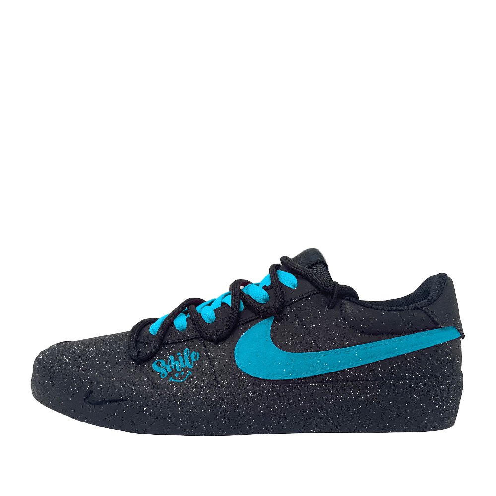 Nike Court Shot Dazzling Blue Star Anti Slip Wear Resistant Low Top Skateboard Shoes Men's Black