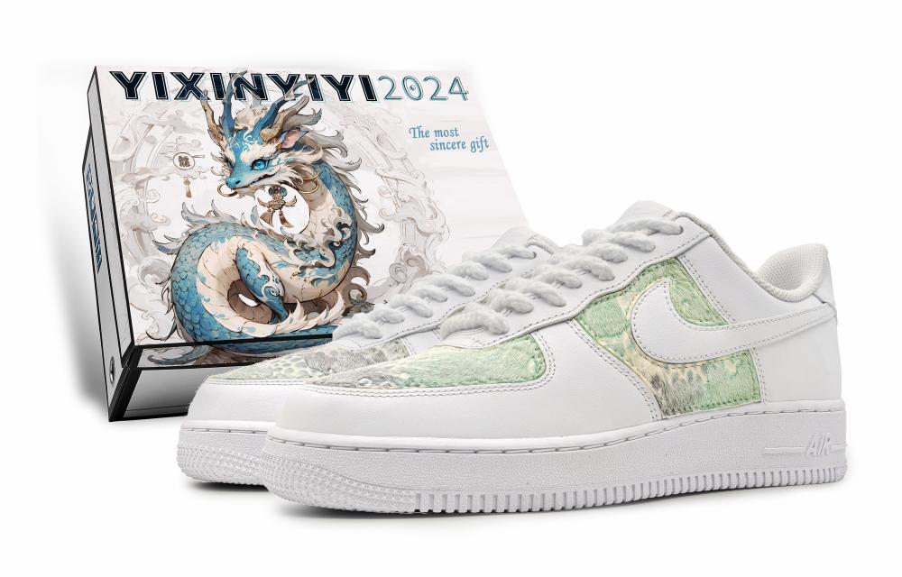 Nike Air Force 1 Low-Top Skateboard Shoes GS White Green
