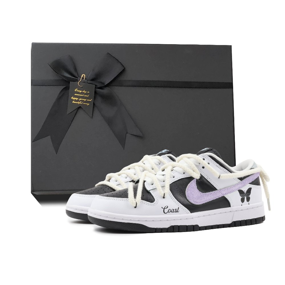 Nike Dunk Reverse Butterfly Abrasion Resistant Low Top Skateboard Shoes Unisex Gray Purple
