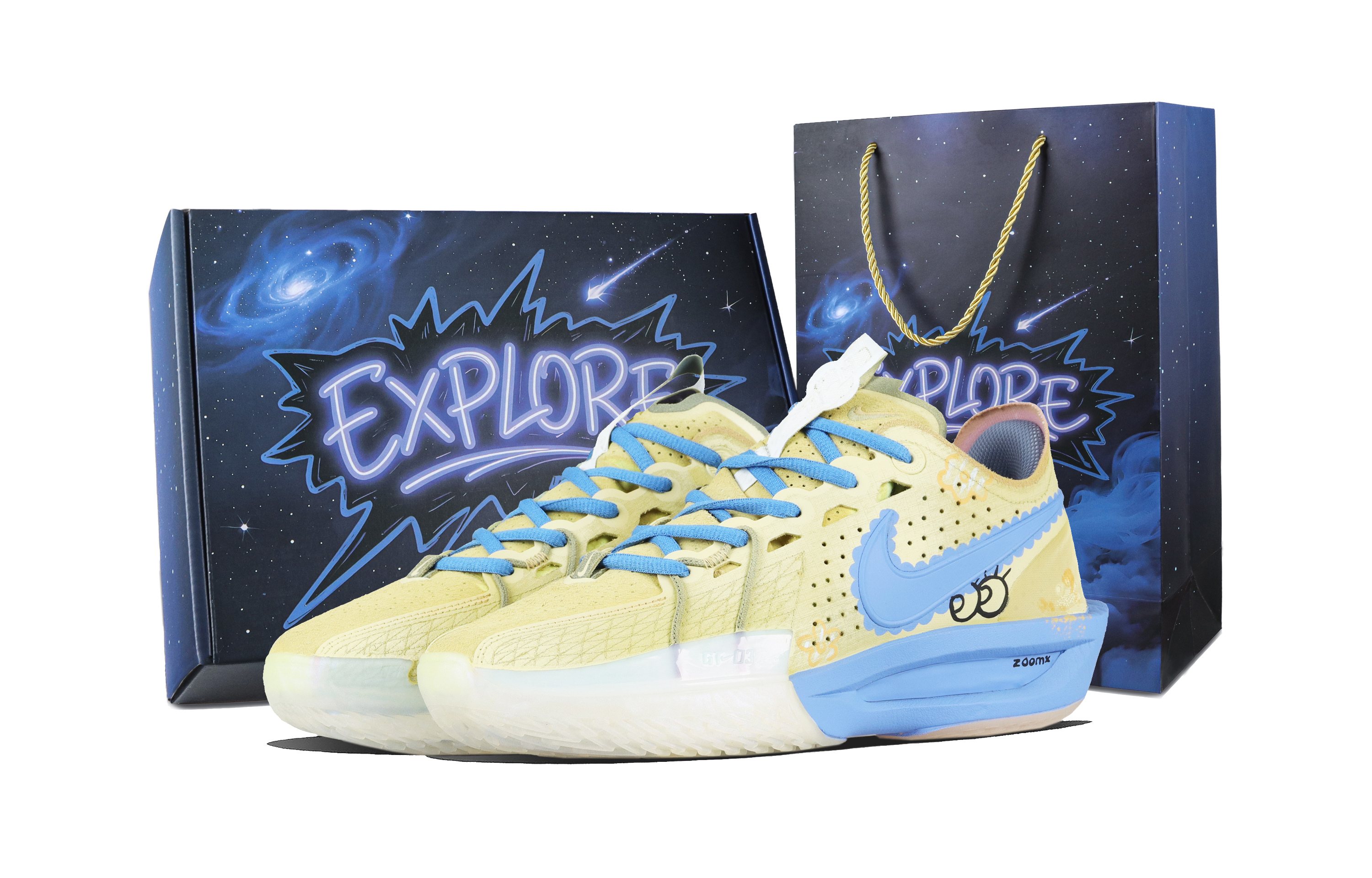 Nike Air Zoom G.T. Cut 3 Wave Surge Shock Absorbers Slip Resistant Low top Basketball Unisex Yellow