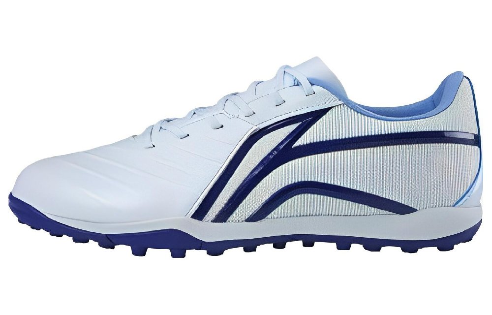 LiNing AG Rubber Short Studs Artificial Ground Cushioning Anti-Slip And Wear-Resistant Soccer Shoes Men's Blue White