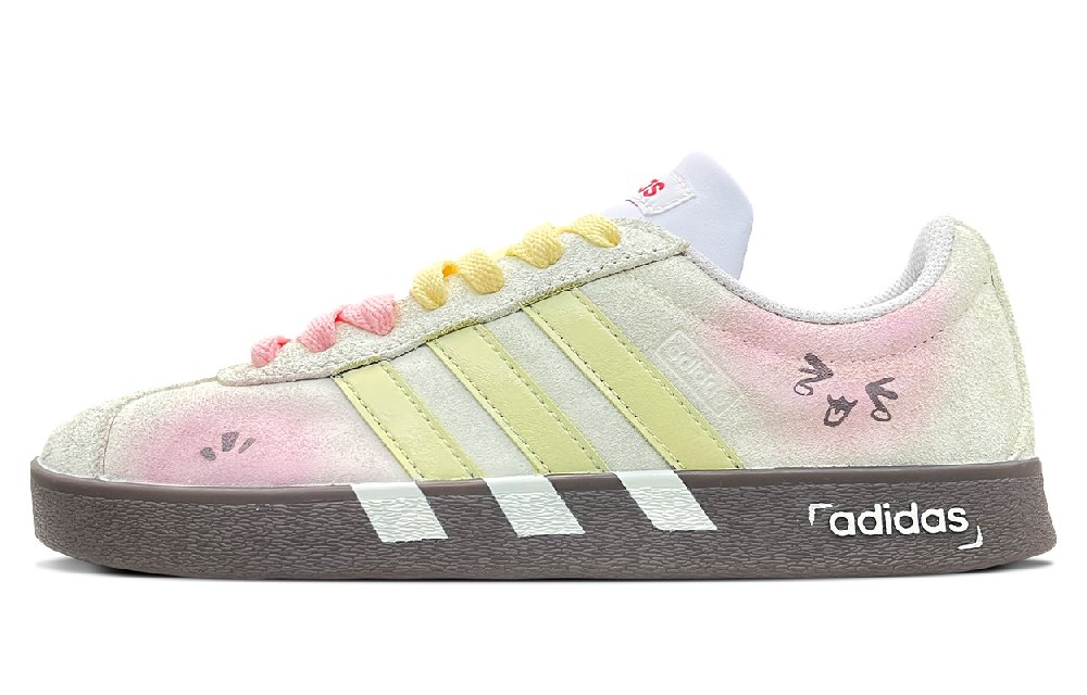 Adidas VL COURT 2.0 Abrasion Resistant Low Top Skateboard Shoes Unisex Ecru