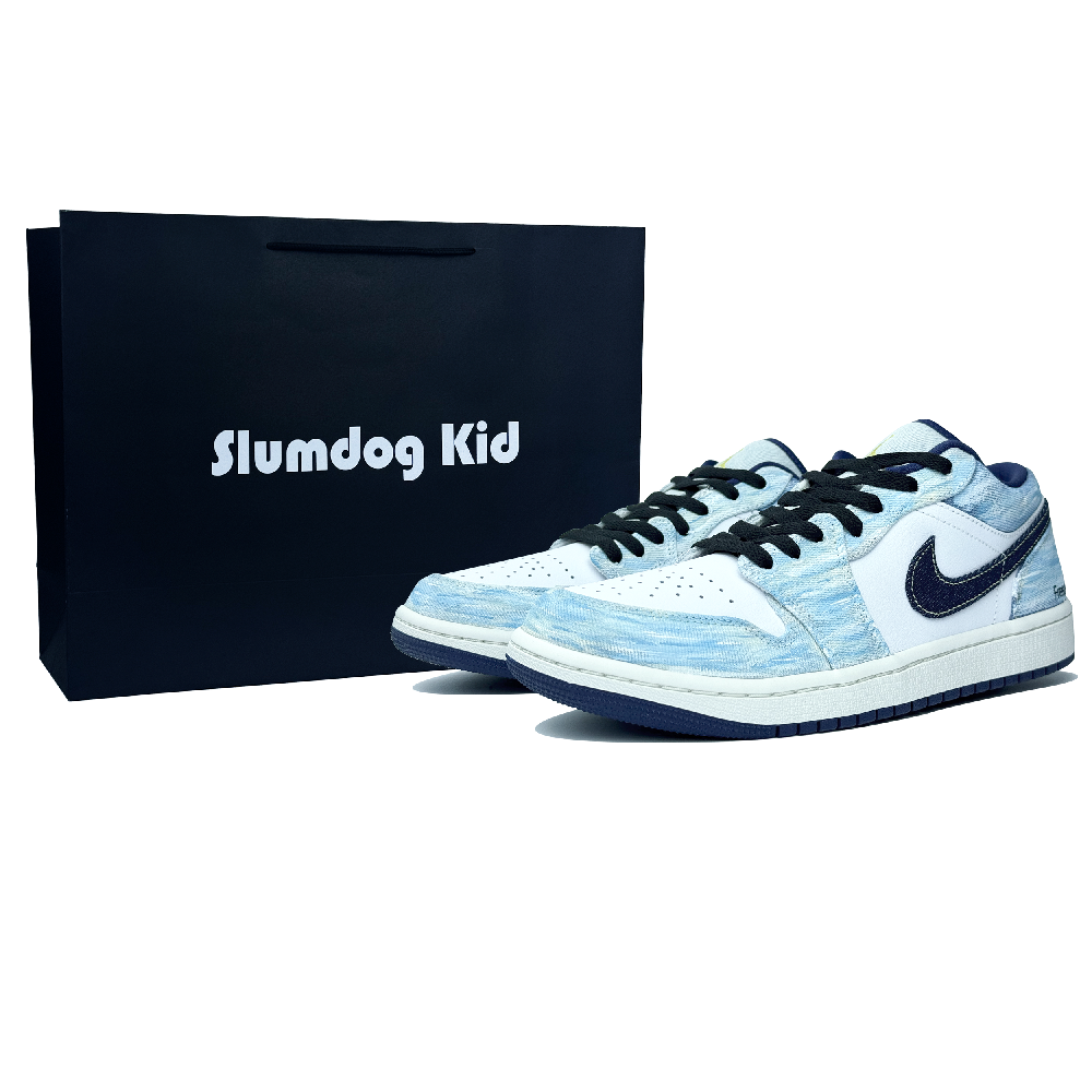 Jordan Air Jordan 1 Abrasion Resistant Low Top Vintage Basketball Shoes Men's White Blue