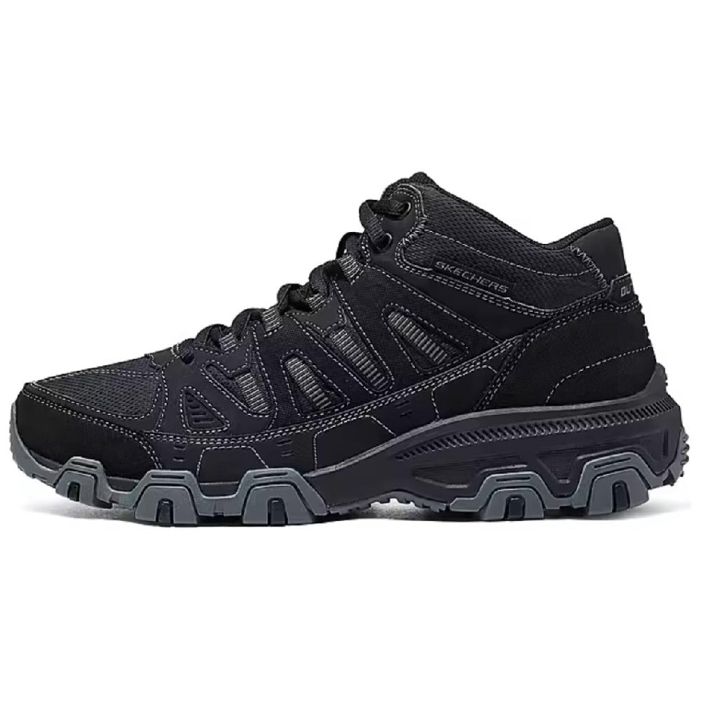 Skechers OUTDOOR MENS Supportive And Elastic Mid-Top Hiking Shoes Men's Black Gray Color