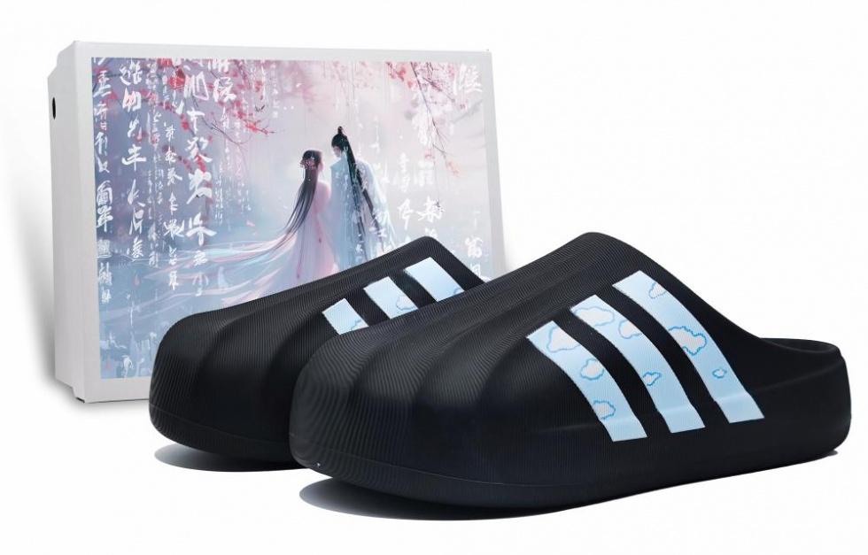 Adidas Originals AdiFOM Superstar Abrasion-Resistant Quick-Drying Slip-Resistant Wrap-toe Slippers Unisex Black Blue