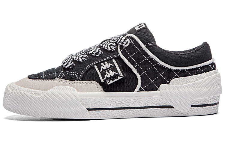 Kappa Slip-Resistant Low-Top Skateboard Shoes Unisex Black White