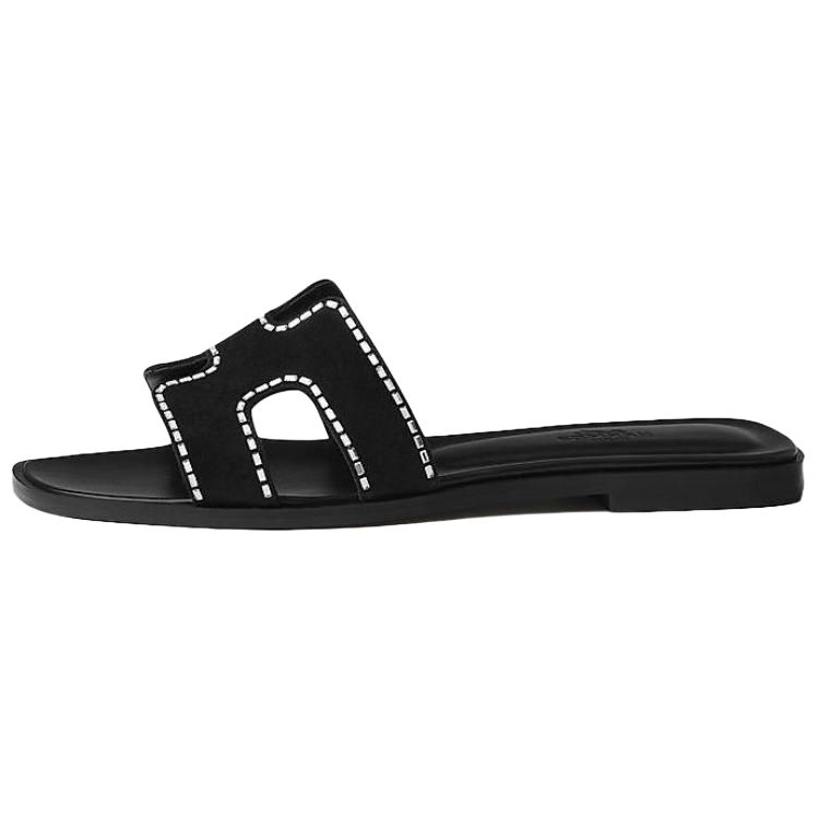 HERMES Oran Rubber Sole Slip-Resistant Slide Slippers Women's Black
