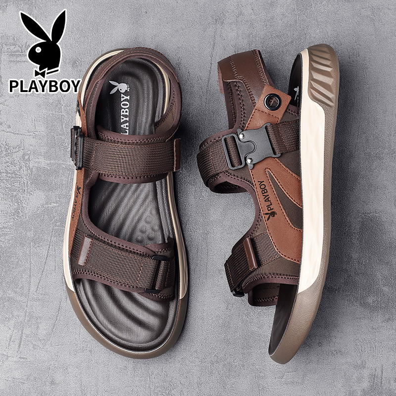 Playboy Beach Sandals Men Brown/Green/Gray