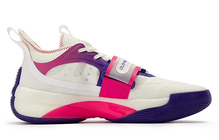 361° Zen 4 Wear-Resistant Slip-Resistant Mid-Top Performance Basketball Shoes Men's White Purple