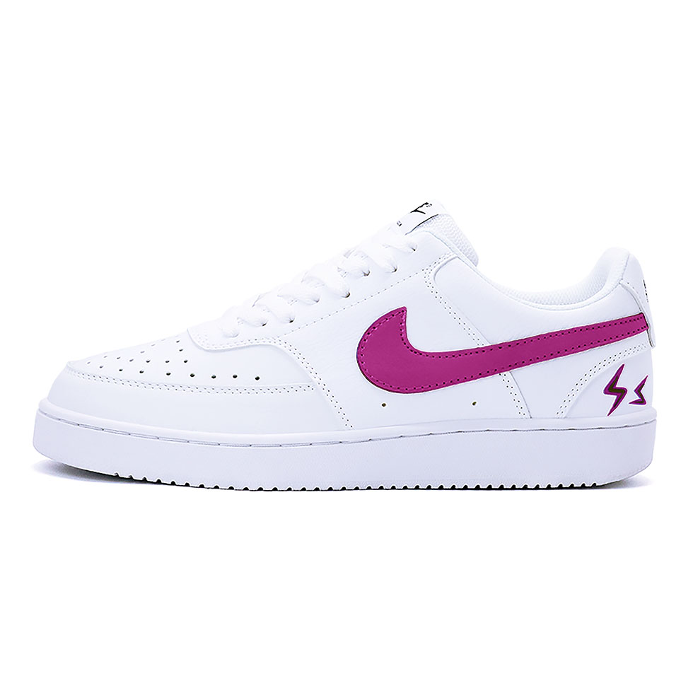 Nike Court Vision 1 Sparkling Radiant Cactus Red Anti Slip Wear Resistant Low Top Skateboard Shoes Unisex Pink White