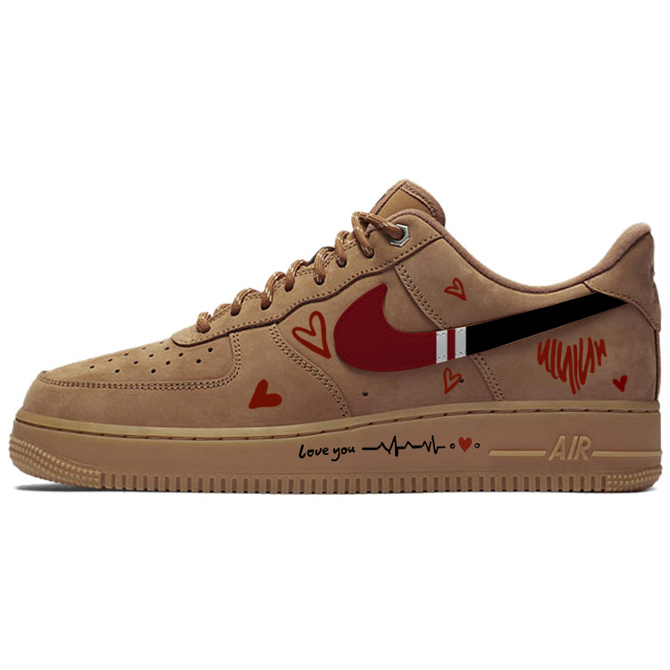 Nike Air Force 1 Skateboard Shoes Unisex Low-Top Brown/White