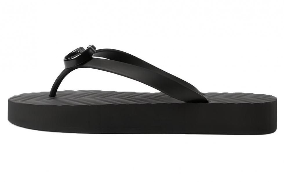 GUCCI Women's Chevron Thong Sandal 'Black' Women's
