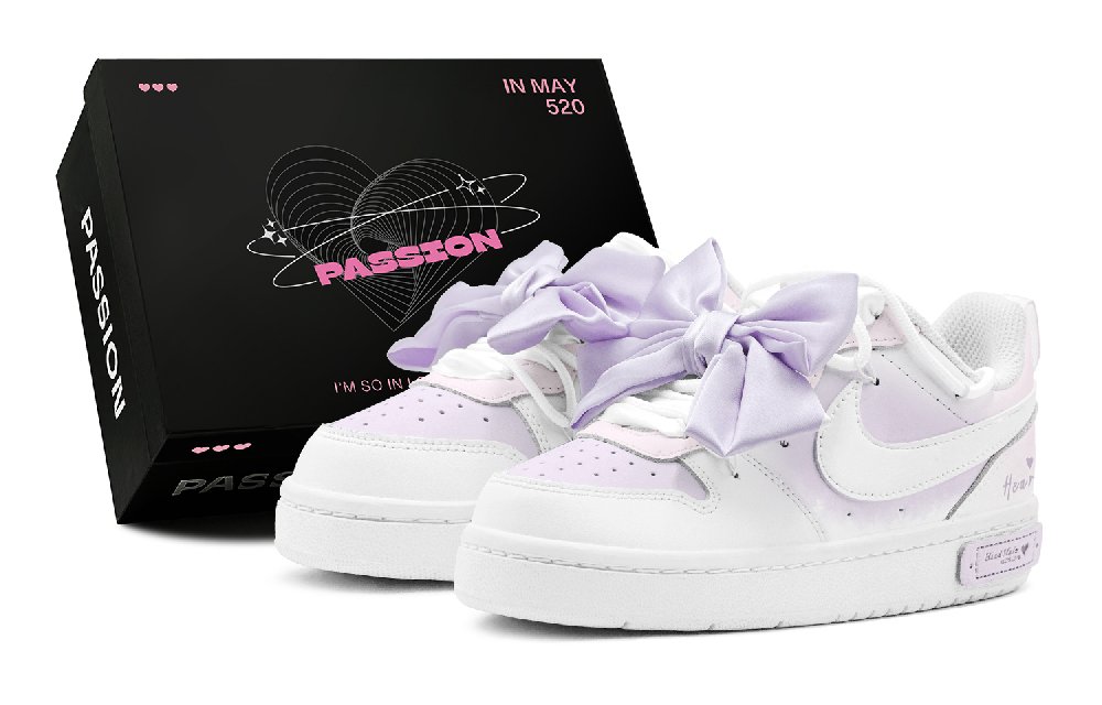 Nike Court Borough Skateboard Shoes Women's Low-Top Purple/White