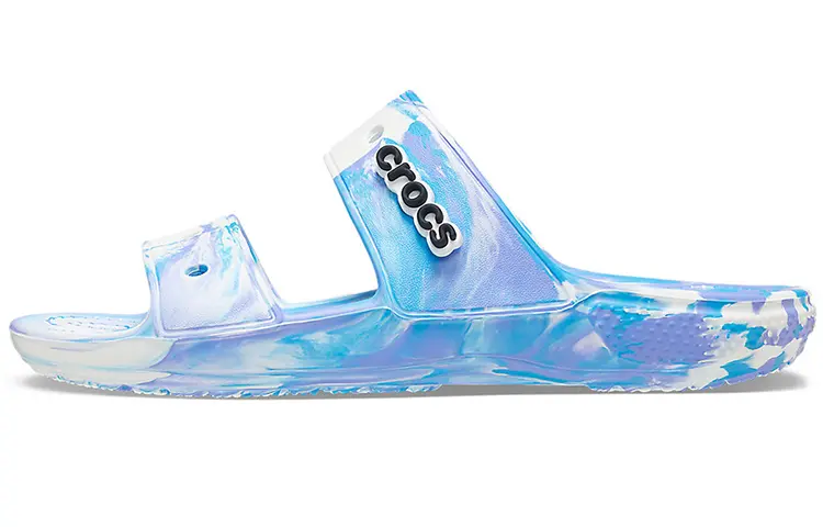 Crocs Classic Clog Marble Beach Unisex White Blue Slippers 'White Blue'
