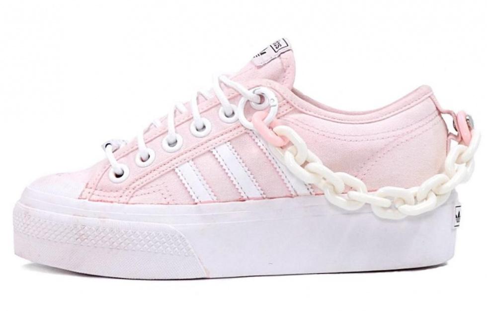 Adidas Originals Nizza Trek Skateboard Shoes Women's Low-Top Pink/White