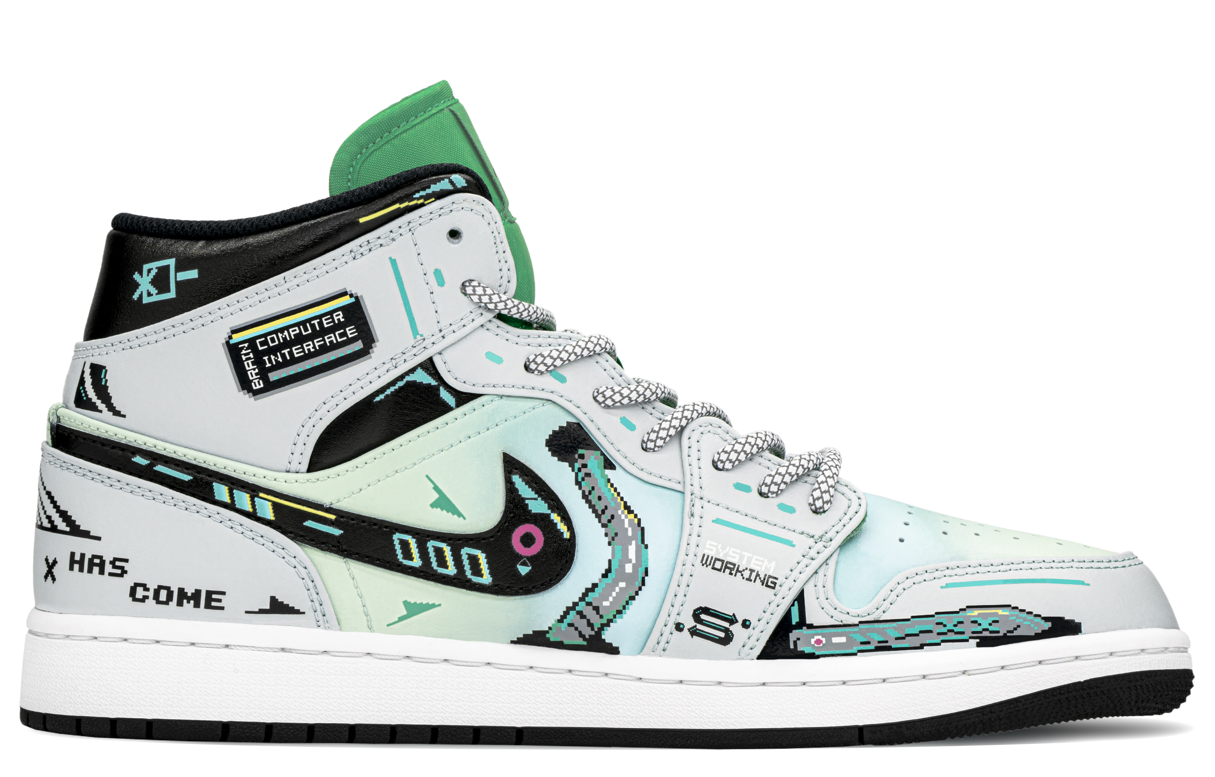 Jordan Air Jordan 1 Slip Resistant High top Vintage Basketball Shoes Men's Blue Green купить в интернет-магазине Yoocart с быстрой доставкой по России.