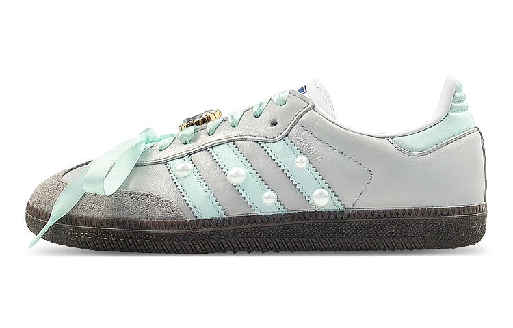 Adidas Originals Samba Low-Top Skateboard Shoes Unisex Gray Silver Green